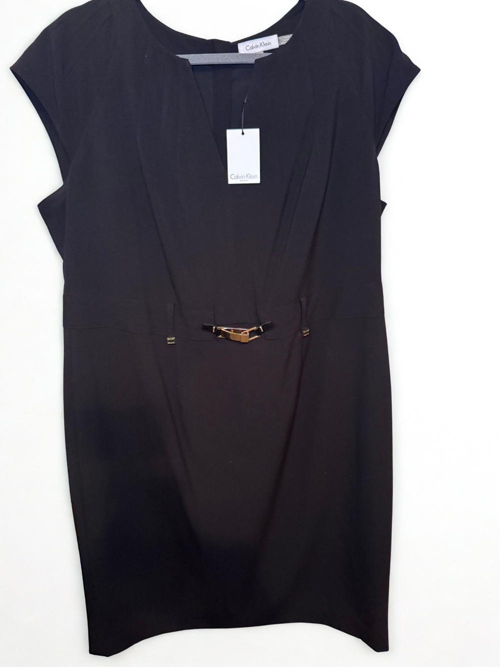 Calvin Klein Black Fitted Dress with Gold Accent